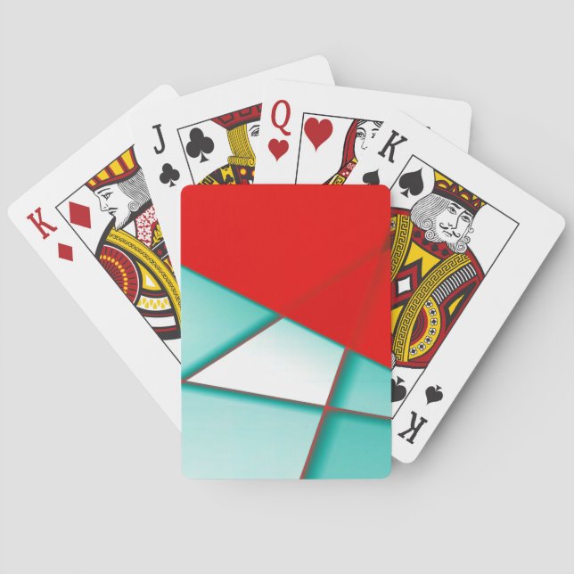 Smooth turcoise trapeze rectangle under red sheet  poker cards (Back)