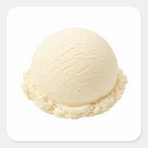 Smooth Vanilla Ice Cream Scoop Art Square Sticker