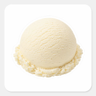 Smooth Vanilla Ice Cream Scoop Art Square Sticker