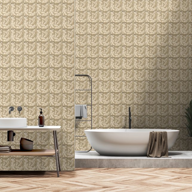 Smooth Vinyl  tile look Wallpaper (Bathroom)