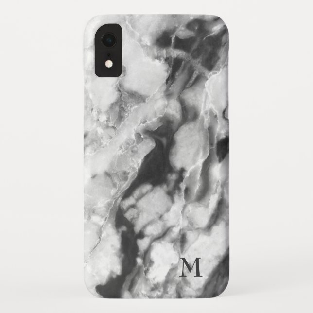 Smooth White And Dark Gray Marble Case-Mate iPhone Case (Back)