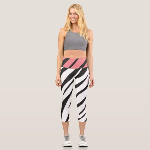 Smooth Zebra Stripe Capri Leggings