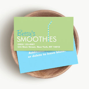 Smoothie Bar Straw Logo Business Card