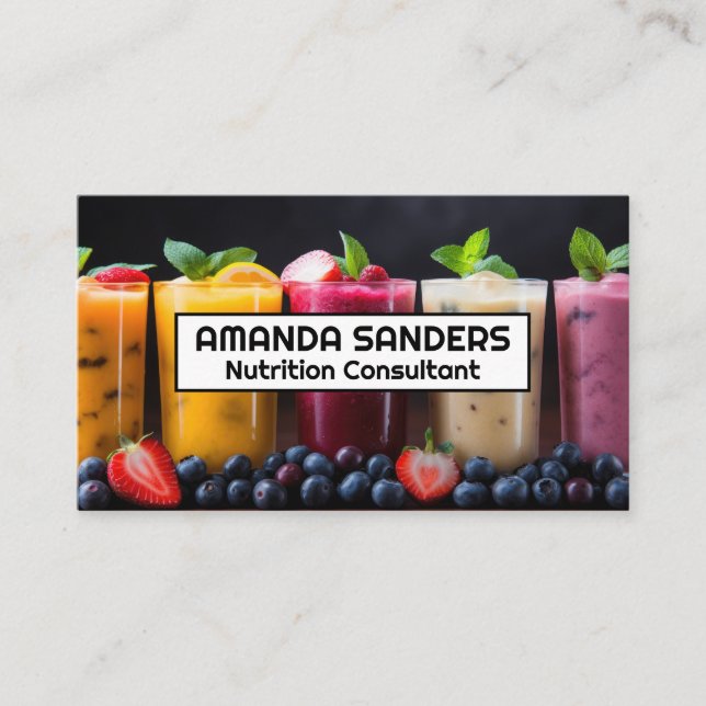 Smoothie Glasses | Fruits  Business Card (Front)