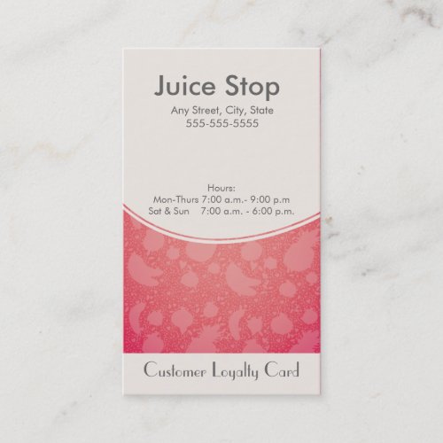 Smoothie &amp; Juice Bar Business Card Loyalty Card