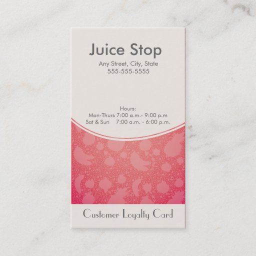 Customizable Smoothie & Juice Bar Business Card Loyalty Card