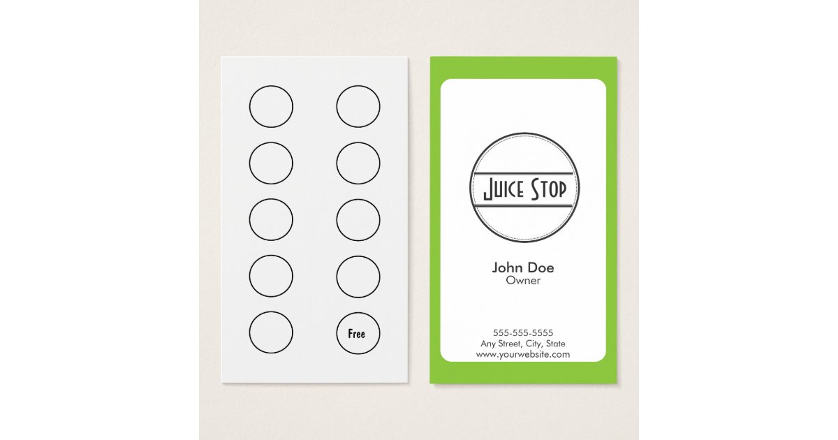 Smoothie & Juice Bar Business Card Loyalty Card Zazzle