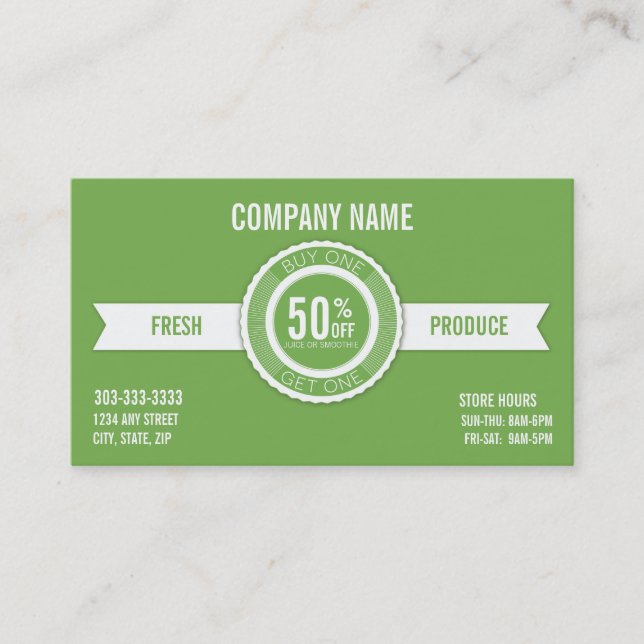 Smoothie & Juice buy one get one business card (Front)