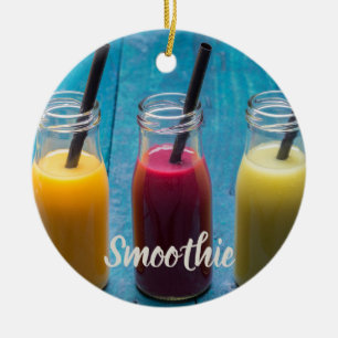 Smoothie juice drink mango orange kiwi gift ceramic ornament
