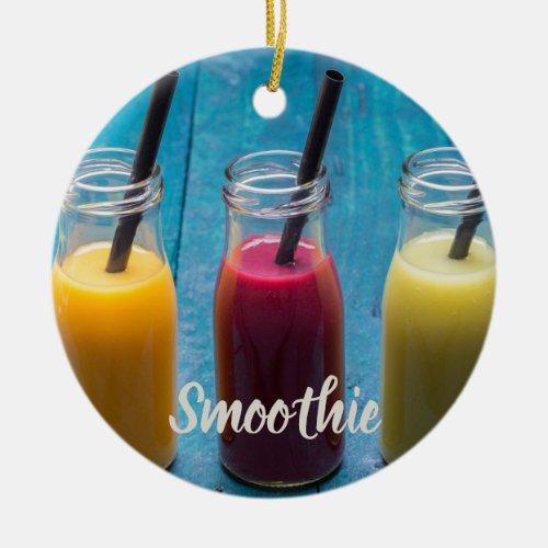 Smoothie juice drink mango orange kiwi gift ceramic ornament