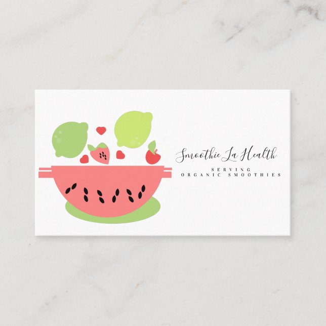 Smoothie Milk Shake Fruit Lemon Mix Pink Green Business Card (Front)