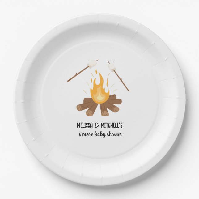 Smore baby shower campfire couples baby shower paper plates (Front)
