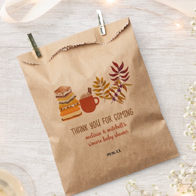 S'more Baby Shower campfire fall leaves thank you  Favor Bag (Creator Uploaded)