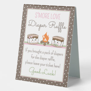 S'more baby shower diaper raffle table tent