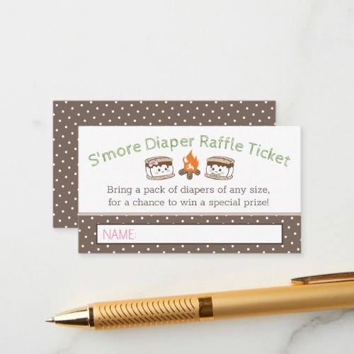 Smore baby shower diaper raffle ticket enclosure card