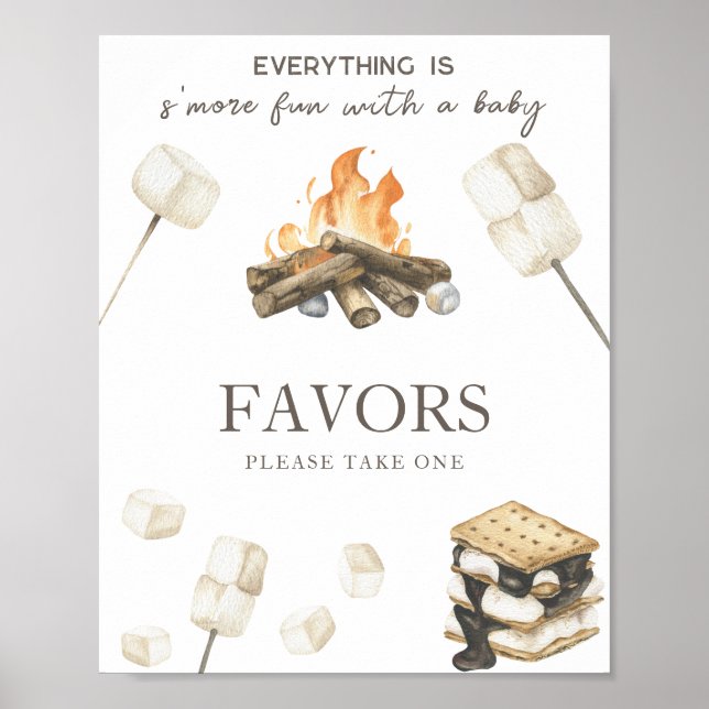S'more bonfire baby shower - Favors Poster (Front)