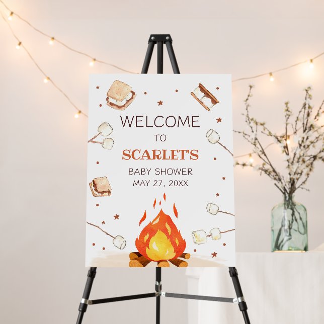 S'more Bonfire Baby Shower Welcome Sign (In Situ (Stand))