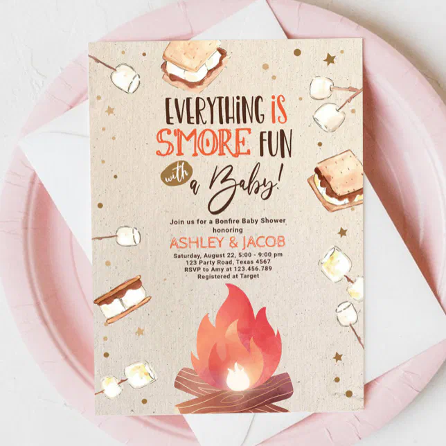 S'more Bonfire Smore Fun Couples Baby Shower Invitation | Zazzle