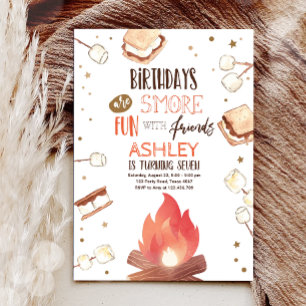 S'more Bonfire Smore Fun Friends Camping Birthday Invitation