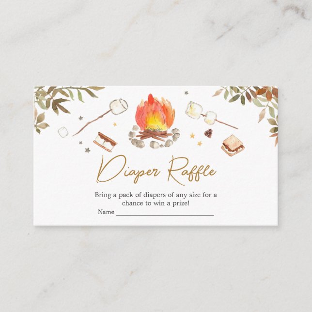 S'more Campfire Baby Shower Diaper Raffle Enclosure Card (Front)