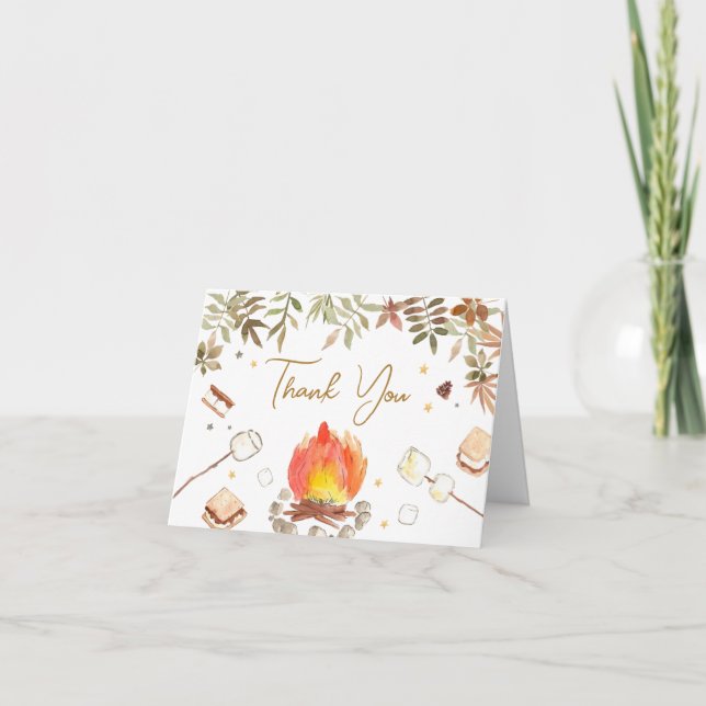 S'more Campfire Baby Shower Thank You Card (Front)