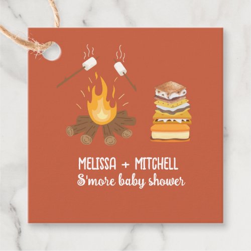 Smore campfire baby shower thank you  favor tags