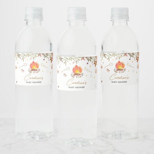 S'more Campfire Baby Shower Water Bottle Label (Bottles)
