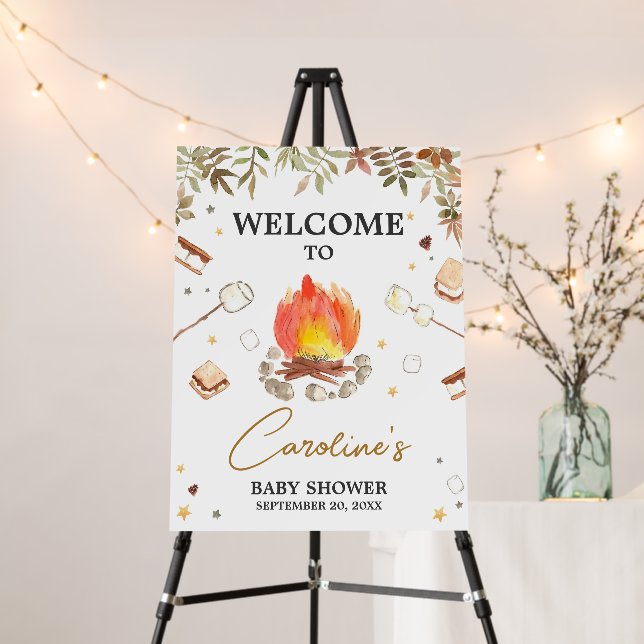 S'more Campfire Baby Shower Welcome Sign (In Situ (Stand))