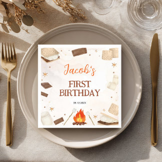S'more Campfire Birthday Party Napkins