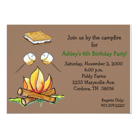 Smore Campfire Invitation Zazzle Com