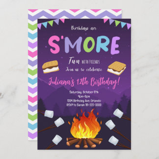 S'more Campfire S'more Fun Friends Birthday Invite