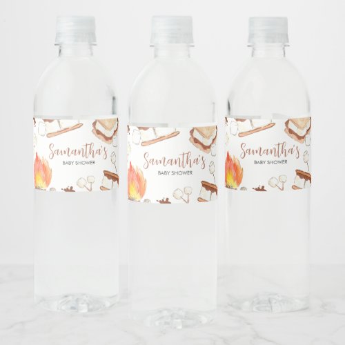 Smore Camping Baby Shower  Water Bottle Label