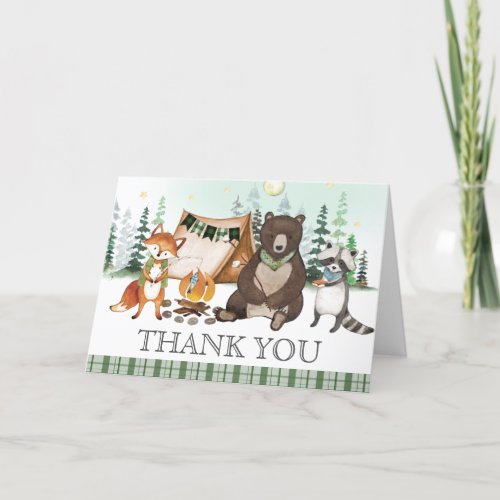 Smore Camping Bear Fox Bonfire Smores Birthday Thank You Card
