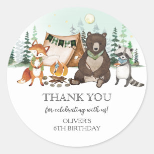 S'more Camping Bear Fox Raccoon Bonfire Birthday  Classic Round Sticker