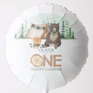 S'more Camping Bear ONE Happy Camper 1st Birthday Balloon