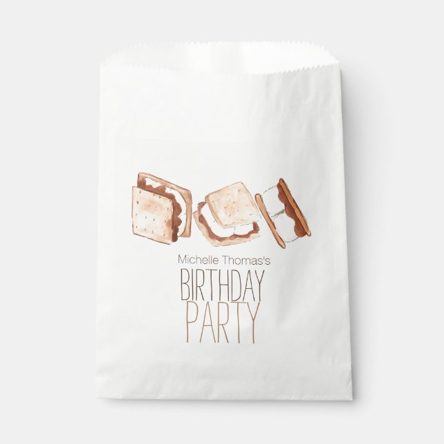 Smore camping birthday party favor bag (Front)
