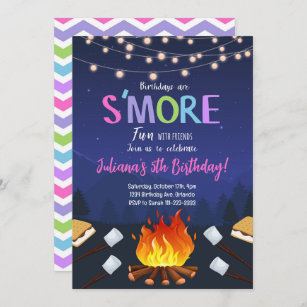 S'more Camping S'more Bonfire Birthday Invitation