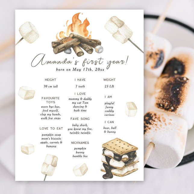 S'more fun 1st Birthday Milestone Birthday party Poster (Creator Uploaded)