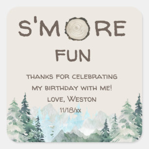 S'more Fun Birthday Thank You Favors Square Sticker
