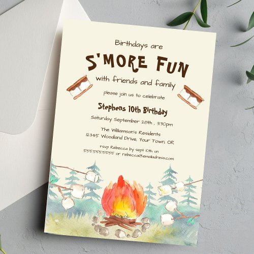 Smore Fun Camping Birthday Invitation