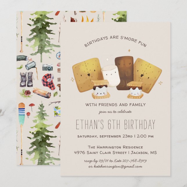 S'more Fun | Camping Birthday Party Invitation (Front/Back)