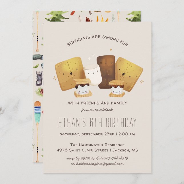 S'more Fun | Camping Birthday Party Invitation (Front/Back)