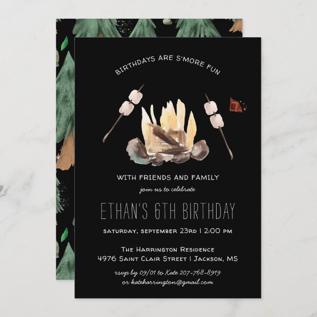 S'more Fun | Camping Birthday Party Invitation (Front/Back)