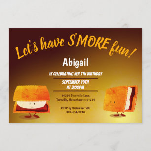 Smore Fun Cartoon Kids Birthday Party Invitation