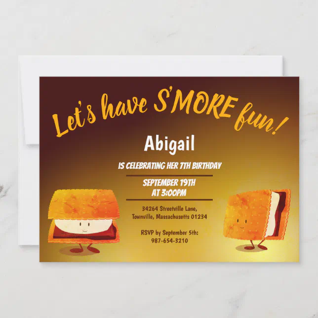Smore Fun Cartoon Kids Birthday Party Invitation | Zazzle
