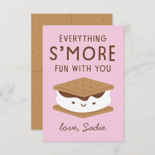 Smore fun classroom valentine thank you card