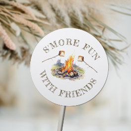 Smore Fun Cute Campfire Camping Kids Birthday Classic Round Sticker