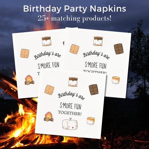 Smore Fun Girls Backyard Birthday Party  Napkins