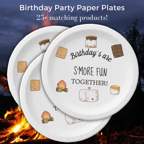 Smore Fun Girls Backyard Birthday Party Paper Plates