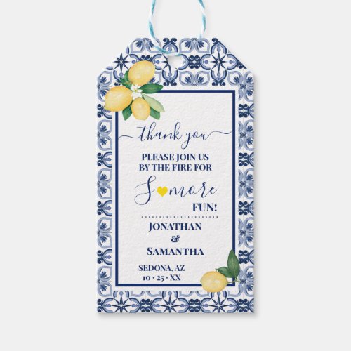 Smore Fun Mediterranean Lemon Bridal Shower Favor Gift Tags